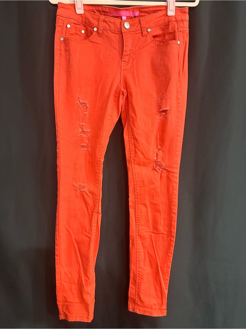 Tinseltown Red/orange Distressed Women’s Skinny Jeans